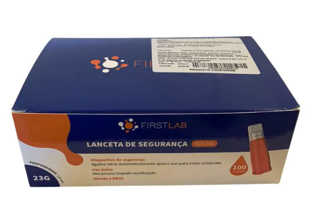 Lanceta de Segurança 23 G | Caixa Com 100 Un. | Firstlab