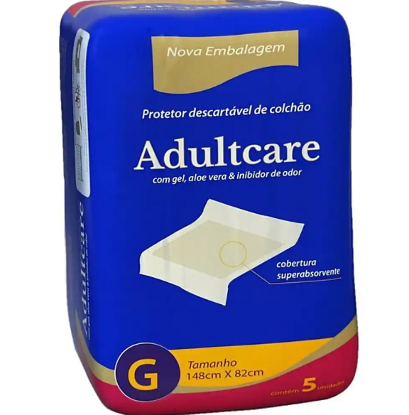 Protetor Descartável de Colchão Adultcare G 148x82cm - 5 unidades